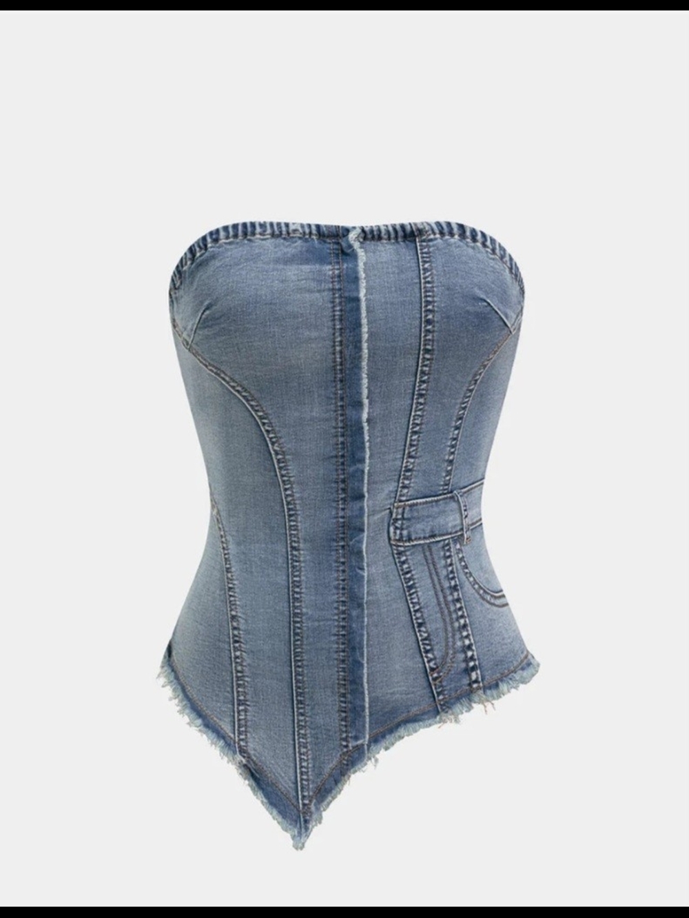 Strapless Denim Corset Crop Top - Light Blue